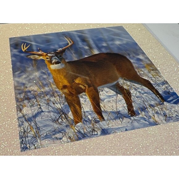 Holiday Greeting Cards Set of 18 Deer Scene Glittery By American Greetings - Picture 3 of 7